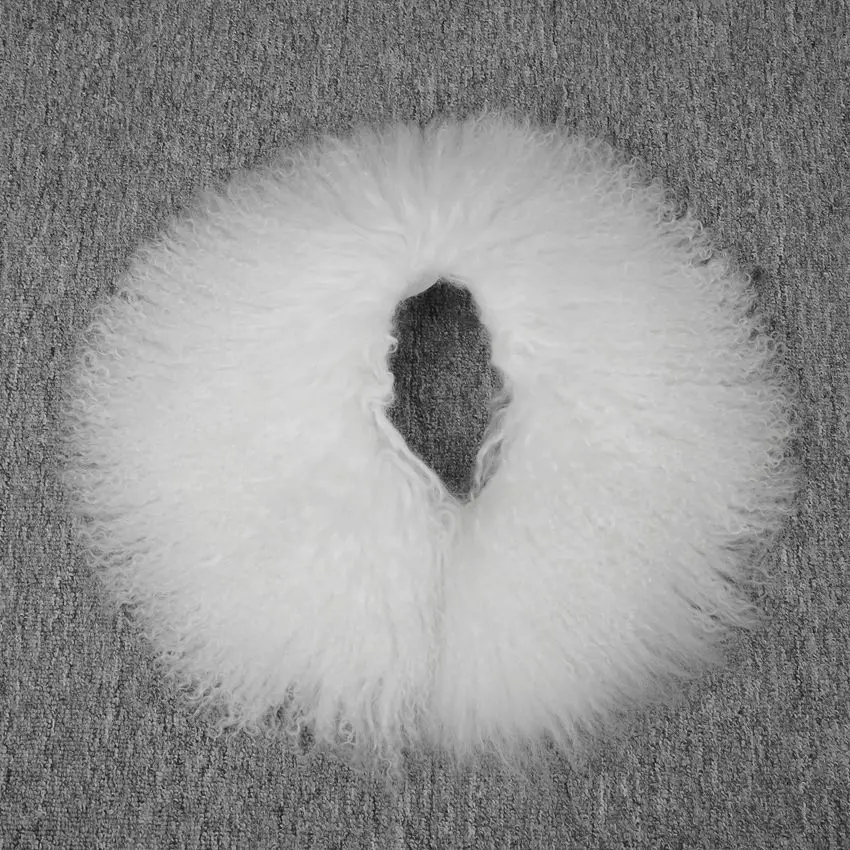 Зимний черный натуральный монгольский овца Круглый кольцо натуральный мех воротник свитер серый овчина воротники утолщенный шерстяной воротник шарф для девочки