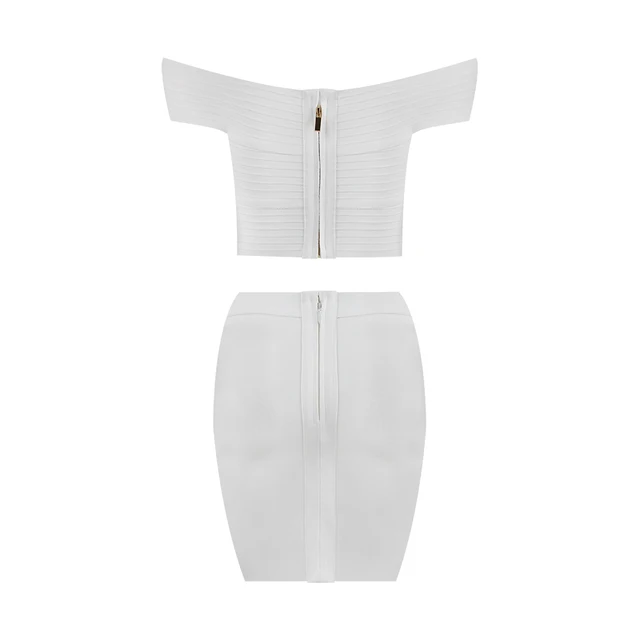 SEexy Vestido latino Bandage blanco con hombros descubiertos - Imagen 4