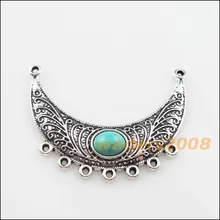 2 шт. Ретро, тибетский серебряный камень от 2 до 7 лет, подвеска в форме Луны разъемы 37 мм x 54 мм