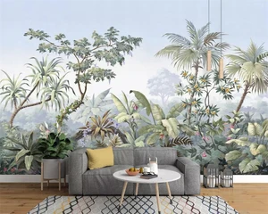 Image for Custom wallpaper tropical rainforest black and whi 