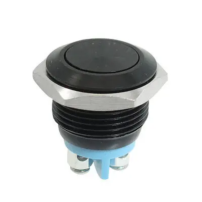 

2-Screw Terminals 16mm Mounted Thread SPST Momentary Pushbutton Switch Black