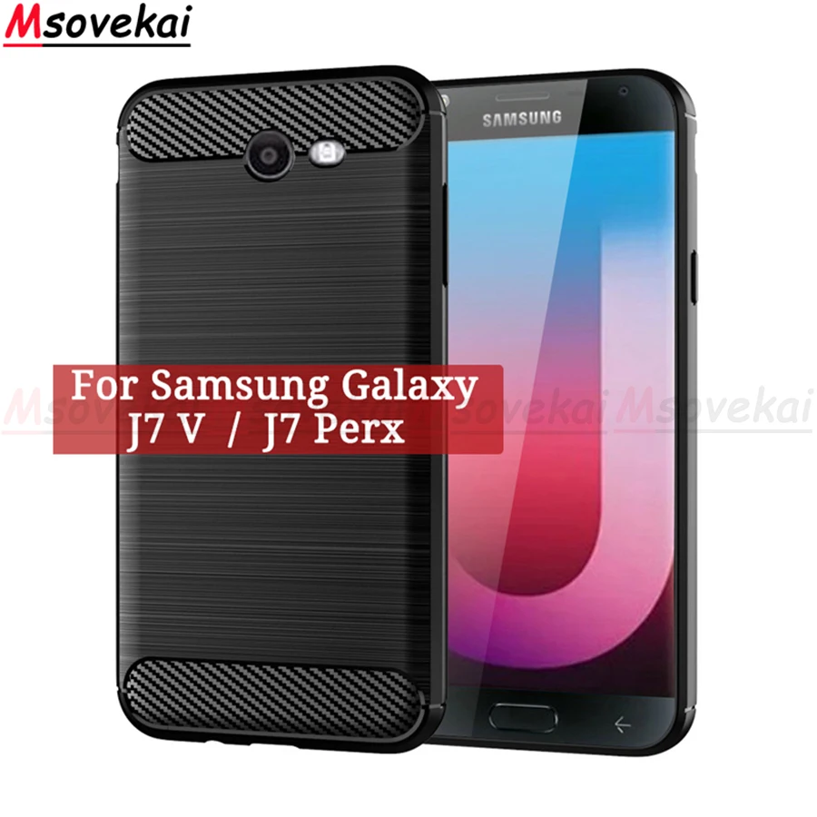 

For Galaxy Samsung J7 V Carbon Fiber Case Soft Silicon Shell TPU Cover For Samsung Galaxy J7 Perx J727V J727P Phone Case Cover