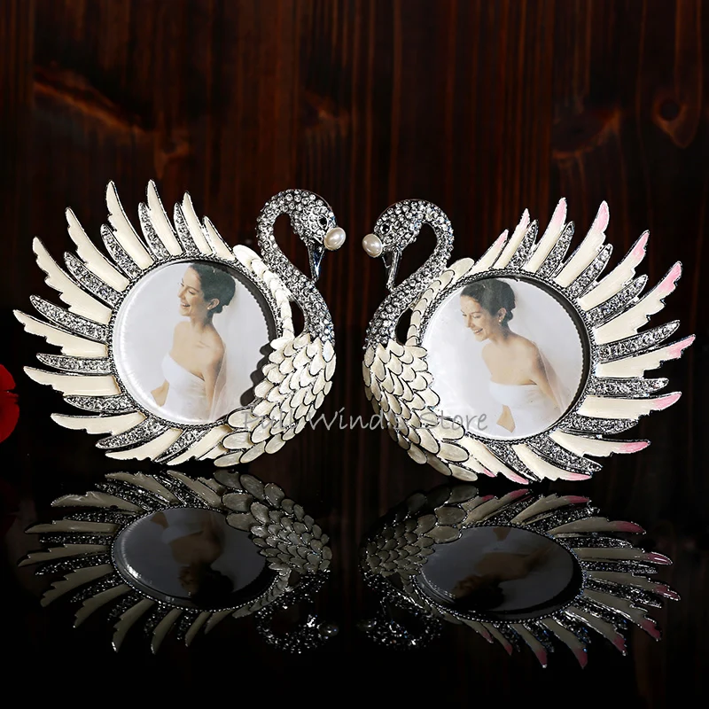 European Pretty crystal swan photo Frame decoration Creative wedding