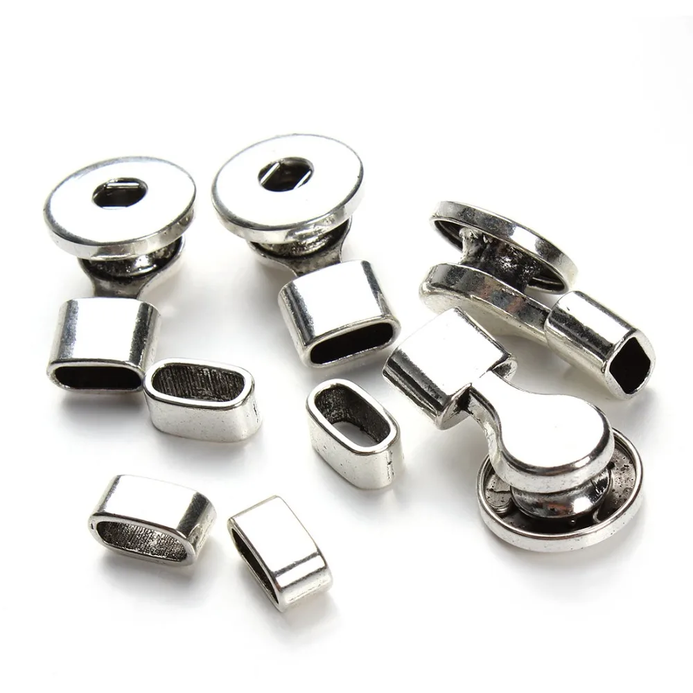 

5pcs/lot Antique Silver Metal Interchangeable Snap Buttons Base Bracelet Diy Jewelry Making