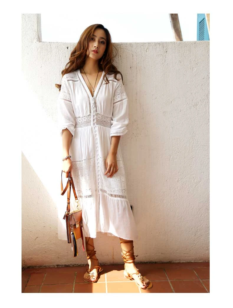 white bohemian summer dress