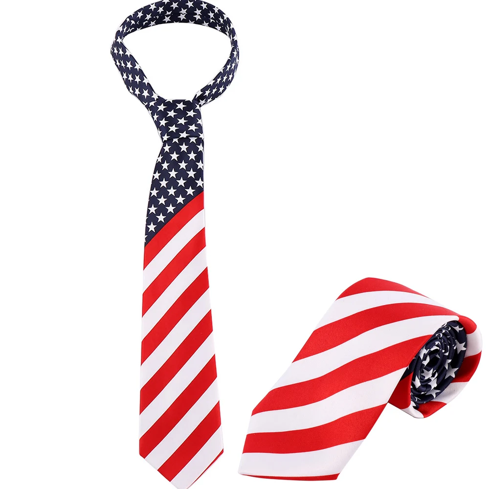 1 шт. узкий галстук американский/Американский галстук в полоску с флагом повседневные женские галстуки из полиэстера классические мужские вечерние и свадебные галстуки