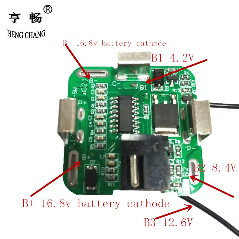 4S bms ручная электрическая дрель литиевая батарея 14,8 в печатная плата PCBA для 3,7 в 18650 Батарея питания с DC разъемом 16,8 в