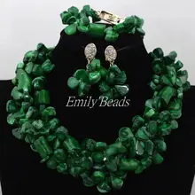 Зеленые Африканские коралловые Бусины Ювелирные наборы нигерийский Свадебный Африканский Свадебный комплект ювелирных изделий индийский костюм ожерелье CJ552