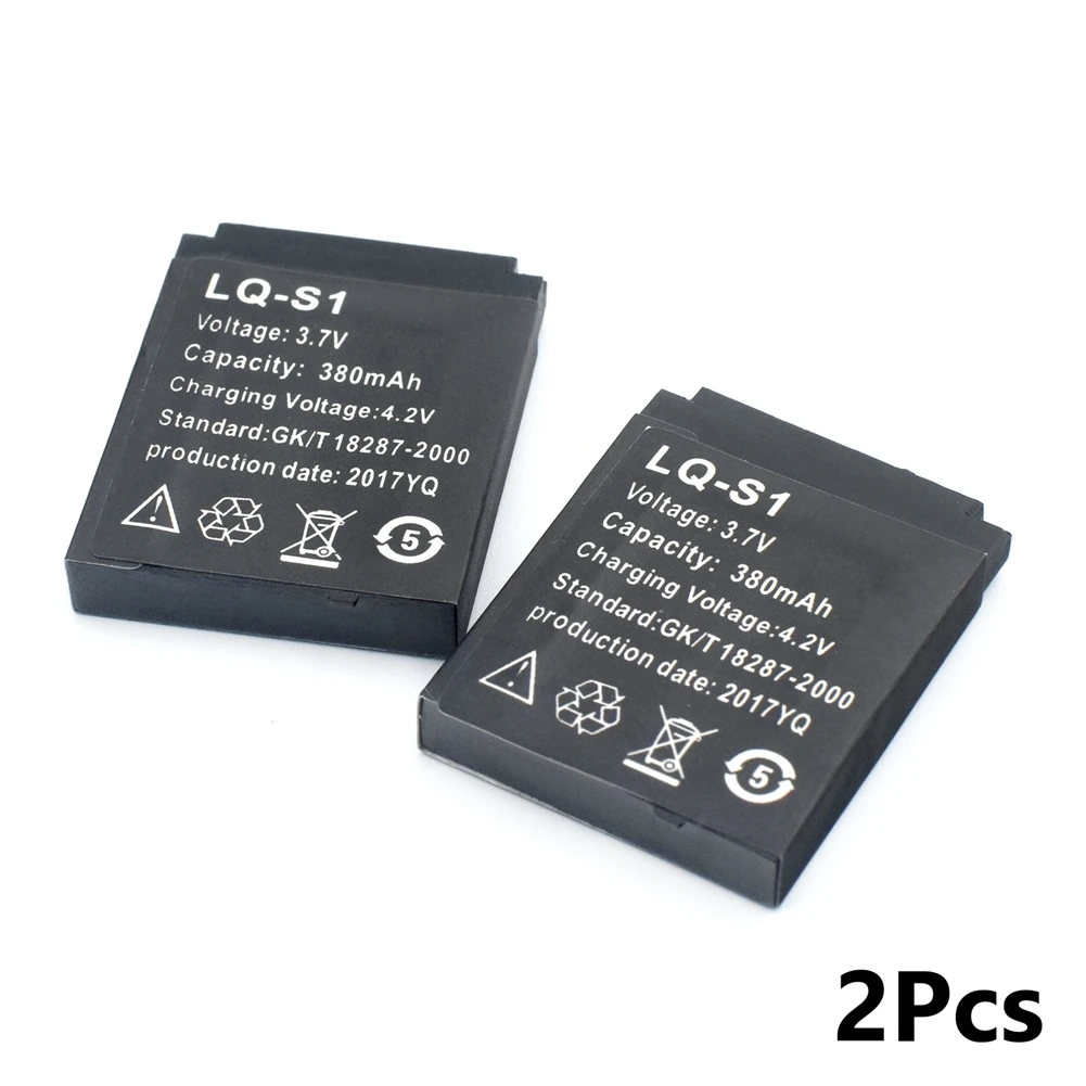 

2pcs 380mAh LQ-S1 Smart Watch Battery Replacement Rechargeable Lithium Ion Li Po Polymer Batteries For Smart Watch DZ09 QW09 W8