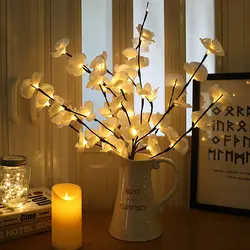 73 см светодиодный искусственная Орхидея ветка огни 20 лампочек Рождественская Ваза Наполнитель Цветочный Свет праздник сад вечерние