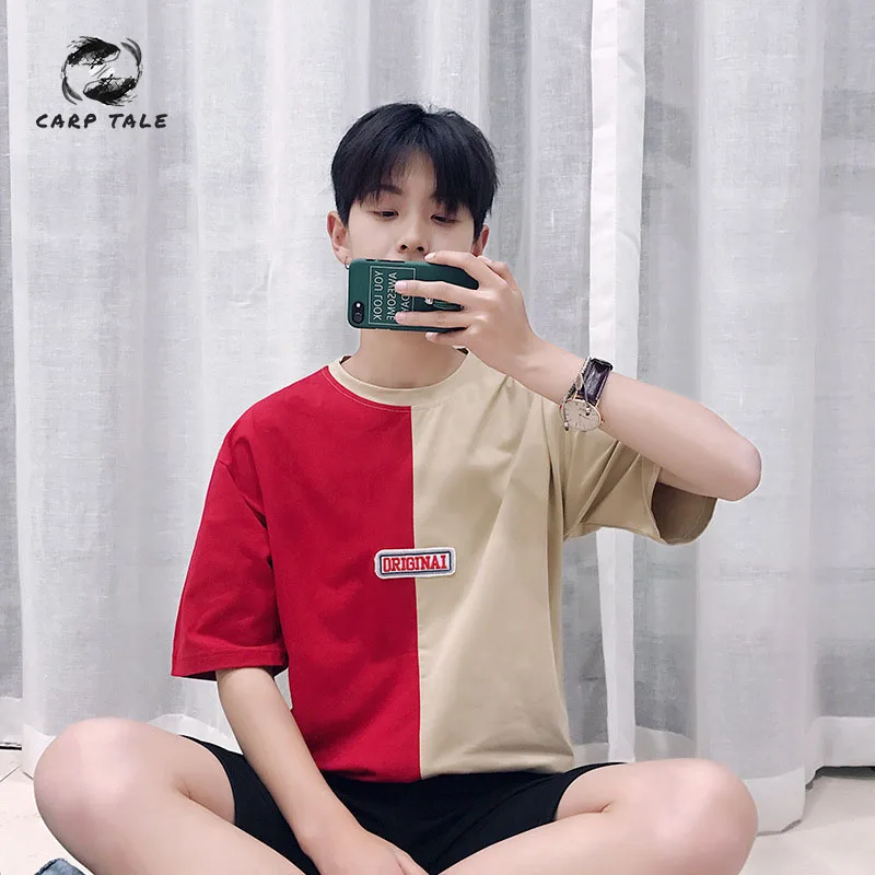 

Summer new 2019 men's port wind clown print short-sleeved t-shirt Korean version of the trend of students casual wild tops