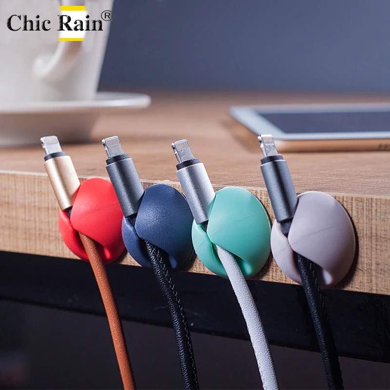 

Round Cable Holder Protector Management Device Organizer Finishing Desktop Plug Silicone Wire Retention Clips Power Cord Winder