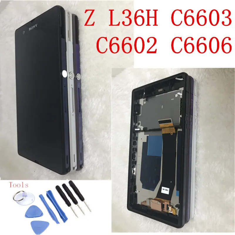 

100% Tested 5" For SONY Xperia Z LCD Touch Screen with Frame For SONY Xperia Z L36H C6603 C6602 C6606 Display Digitizer Assembly