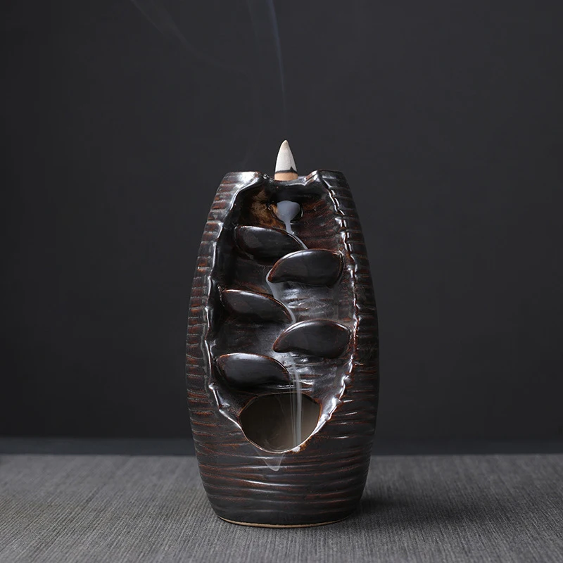 Ceramic Waterfall Backflow Incense Burner Censer Holder Meditation Crafts Temple Home Room Decoration Gifts Zen Ornaments Ince