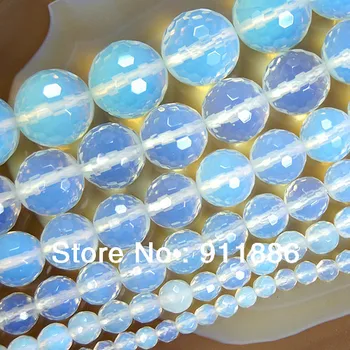 

Wholesale Genuine Stone 4mm 6mm 8mm 10mm 12mm 14mm Faceted Sea Opal (MoonStone) Round Beads For Jewelry Making,10Pcs/lot,15.5"