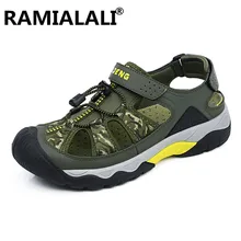 Летние мужские пляжные сандалии мужские сандалии из натуральной кожи дышащие мужские кожаные тапочки Повседневная Удобная мужская обувь на плоской подошве