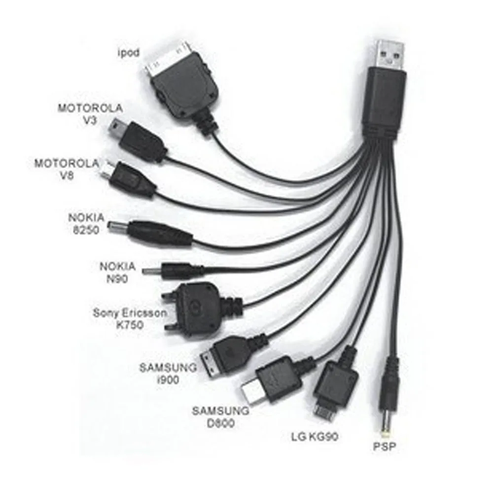 Многофункциональное Зарядное устройство USB кабели для iPod Motorola Nokia Samsung LG Sony Ericsson