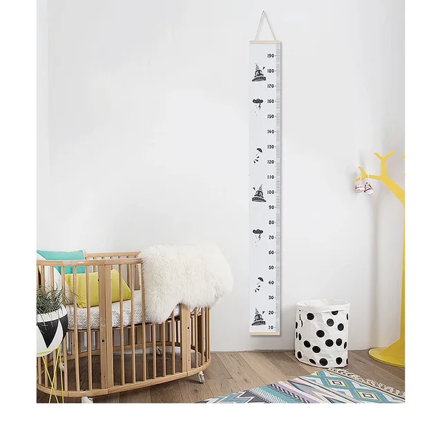 kids growth chart wood frame fabric canvas height measurement ruler