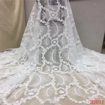 

African Sepuins Lace Fabrics High Quality Nigerian White Lace Fabric For Party dress African Lace Fabric 5 Yards HJ2011-1