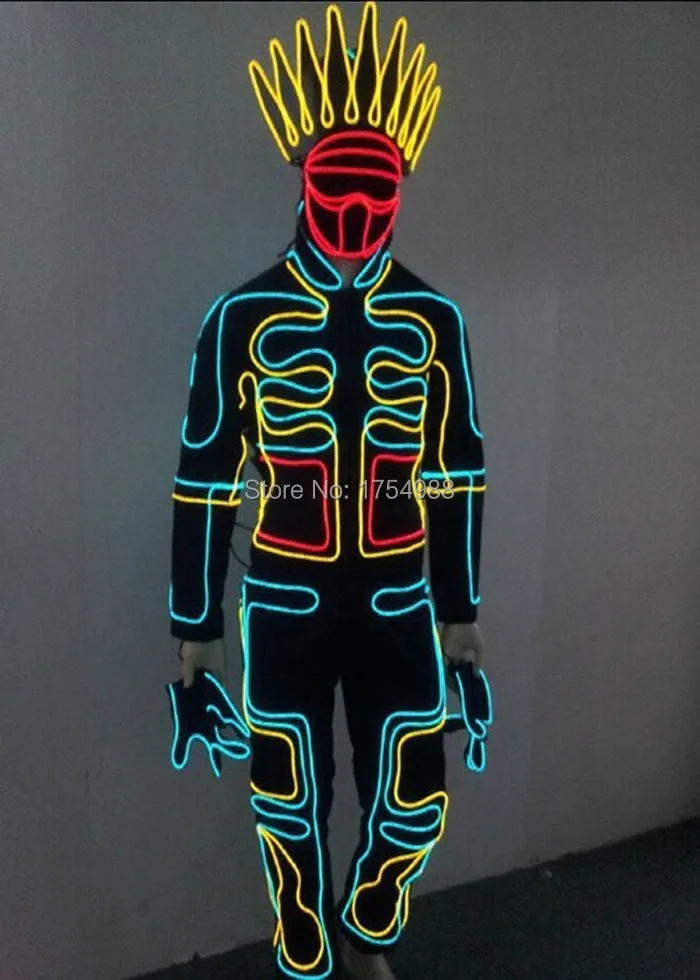 Best Price LED Costumes / light robot suit / EL Wire / Neon/ luminous clothing / Light suits/Kryoman Robot luminous Night Clubs & Parties