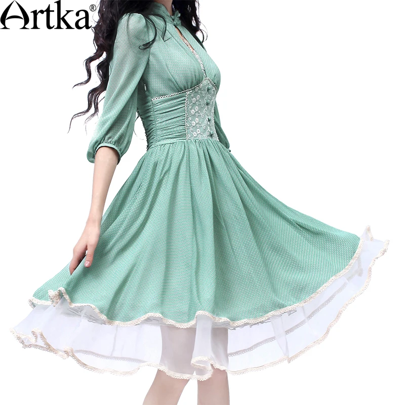 Artka 2015 женская ретро новая коллекция летней одежды три четверти рукавом