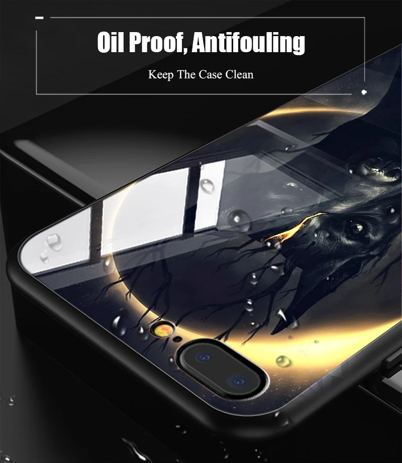 Hisomone Luxury Animal Tempered Glass Case For iPhone 7 7Plus Silicon Phone Case For iPhone X 8 8Plus 6 6S Plus Cover Coque
