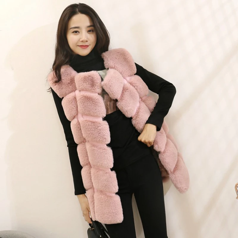 

UPPIN 2018 Fashion Faux Fur Vest Women Autumn Winter Sleeveless Jacket Coat Casual Plus Size Warm Fur Coat Outerwear Pink Coats