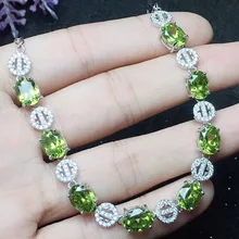 Натуральный настоящий перидот браслет цепочка Серебро 925 пробы роскошные красивые украшения 1.35ct* 8 шт драгоценный камень# XY1892613