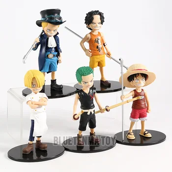 

One Piece Figure Set 5 Style Cartoon Luffy Roronoa Zoro Sanji Ace PVC Action Figure Model Toys