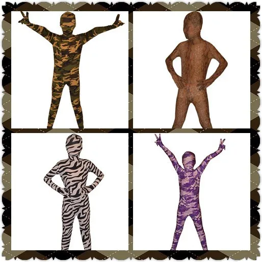 

(KC972)Children Halloween Full Body Lycra Spandex Camouflage Pattern Zentai Suit Celebration Fancy Dress Costume Bodysuit