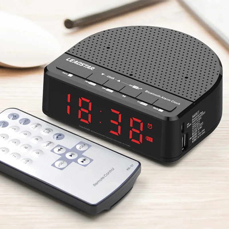 Multi Function Wireless Bluetooth Speaker Music Player LED Alarm Clock Digital Display FM Radio