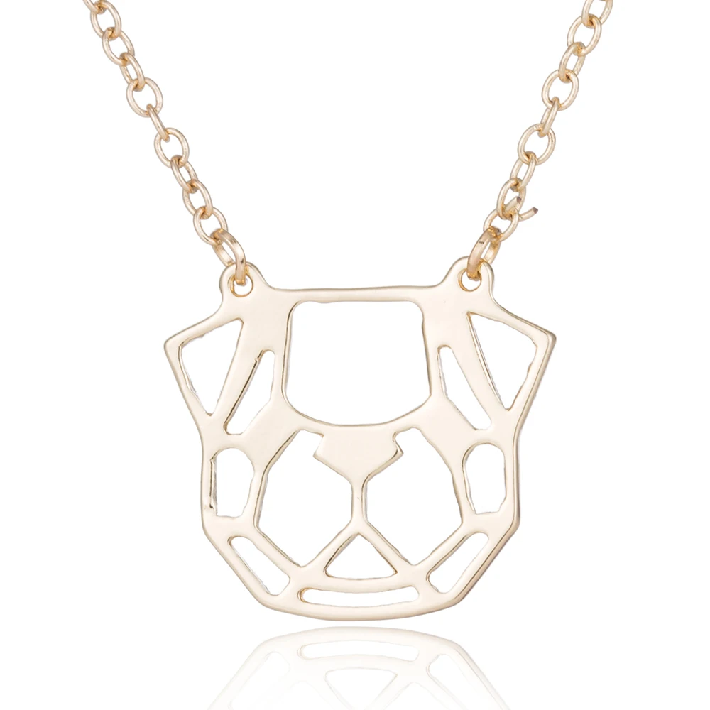 Origami Pug Head Necklace 