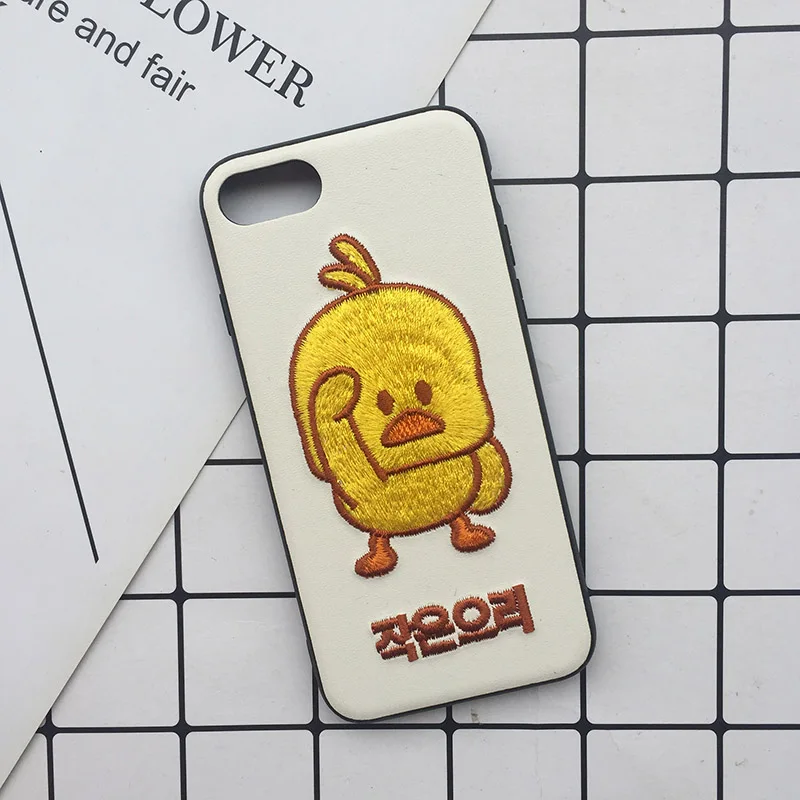 Cute Cartoon Phone Case For iphone X XS Max XR 3D Embroidery Teddy Husky Dogs Duck Pet Fabric Skin Cover For iPhone 6 S 7 8 Plus (10)