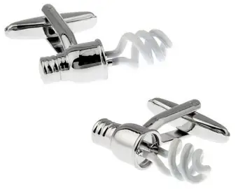 

10pairs/lot Silver White Energy Saving Lamp Bulb Cufflinks Cuff Links Shirt Cuff Button Men's Jewelry Accessory Gift