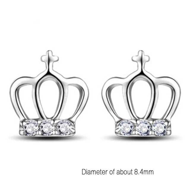 1 Pair Newly Arrival Fashionable Clic Princess Crown Shaped 1 Pair Newly Arrival Fashionable Clic Princess Crown Shaped Silver Color Earrings Jewelry Ear 0458