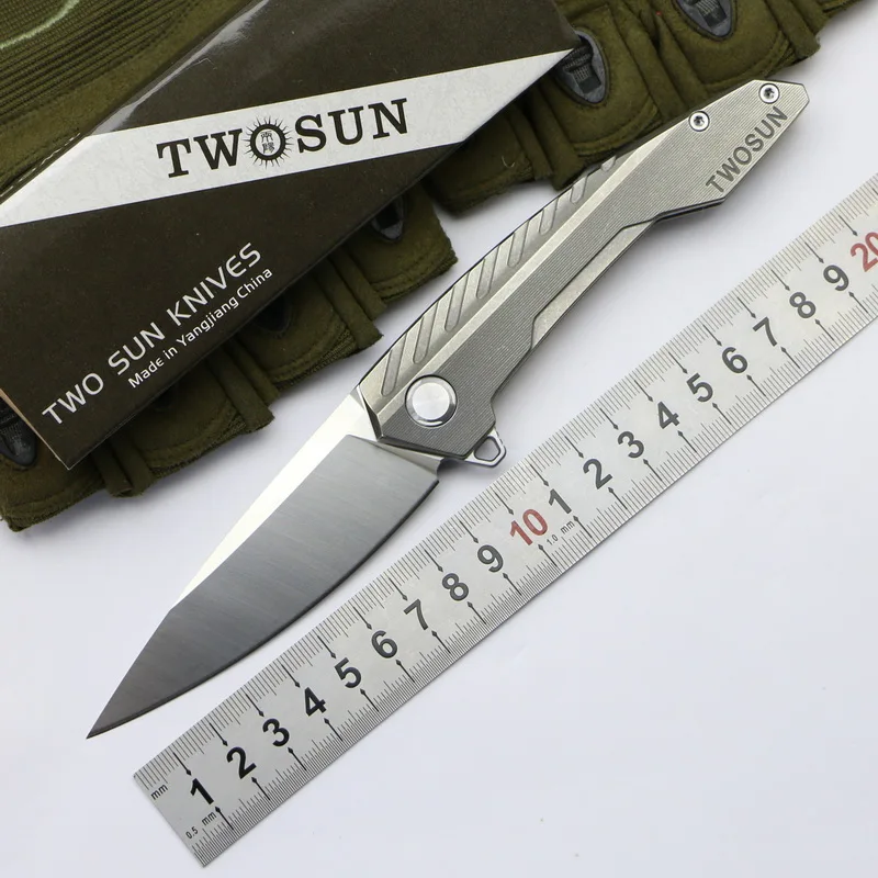 

TWO SUN TW05 Flipper ball brearing folding knife D2 blade camping hunting titanium outdoor Survival Pocket knives EDC Tools