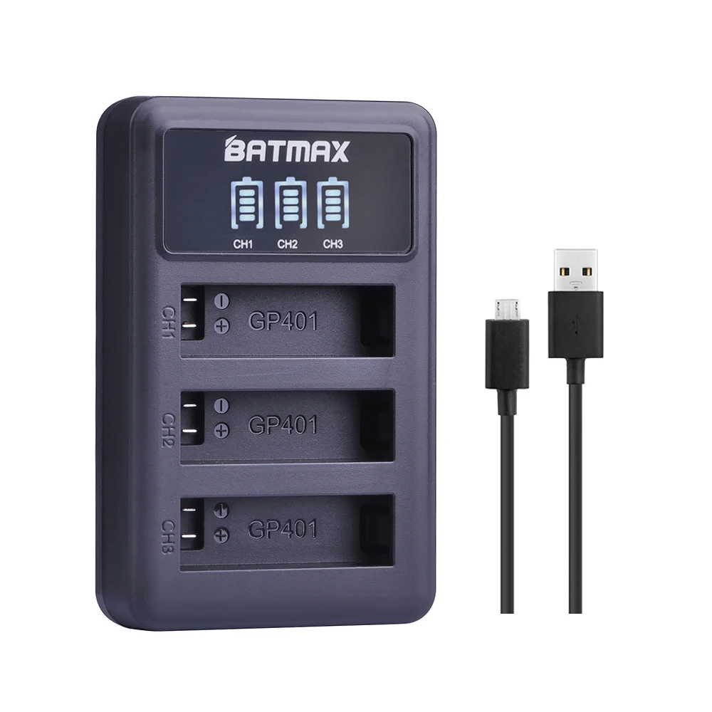 Аккумулятор Batmax 3 шт. для Gopro 4 батарея экшн камеры 1680 мА/ч светодиодных слота USB