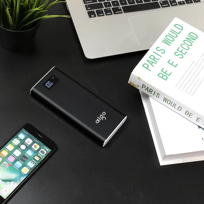 Aigo Мощность Bank 20000 мАч Для Сяо mi 2 USB быстрая зарядка Портативный повербанк для iPhone