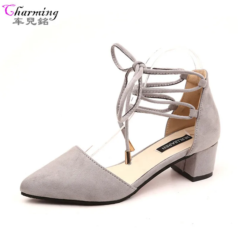 

NEW women pumps 5cm square heels comfortable low heels cross-strap women sandals women shoes summer autumn casual shoes ALF225