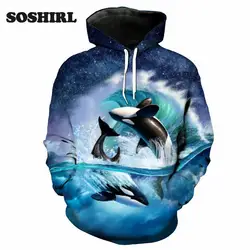 SOSHIRL 3D дельфин Толстовка Милая Мужская толстовка любящий Дельфин пуловеры для всей семьи Мужская Повседневная Толстовка океан эльф