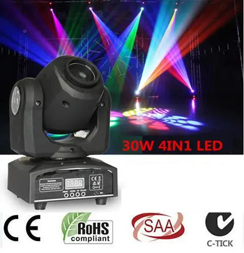 

led 4IN1 30W mini led spot moving head light Mini Moving Head Light 30W DMX dj 8 gobos effect stage lights/ktv bar disco