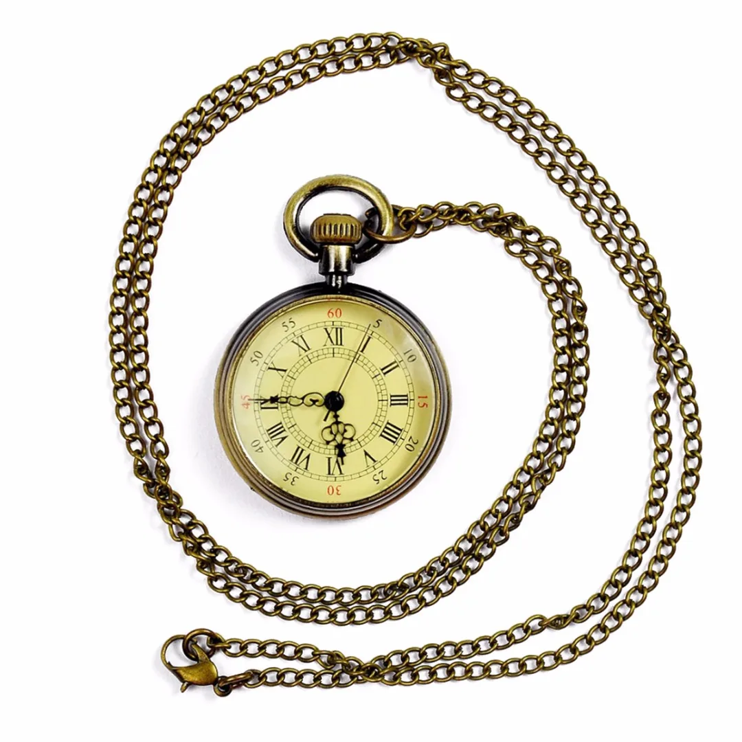 Мужские и женские римские цифры Кварцевые в стиле стимпанк карманные часы 2019 винтажные часы цепочка унисекс ожерелье часы