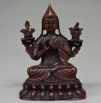 

christmas 7 Tibet Buddhism Temple Copper Bronze Lama Je Tsongkhapa Buddha Statue Sculpture halloween
