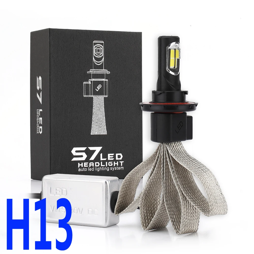 H13 LED Headlight Car Light Bulb White 6000K 12V 80W 8000Lm 4 LEDs Hi