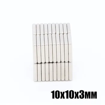 

100pcs 10x10x3 mm Rare Earth small Strong block permanent 10*10*3mm fridge Electromagnet NdFeB nickle magnetic square magnet