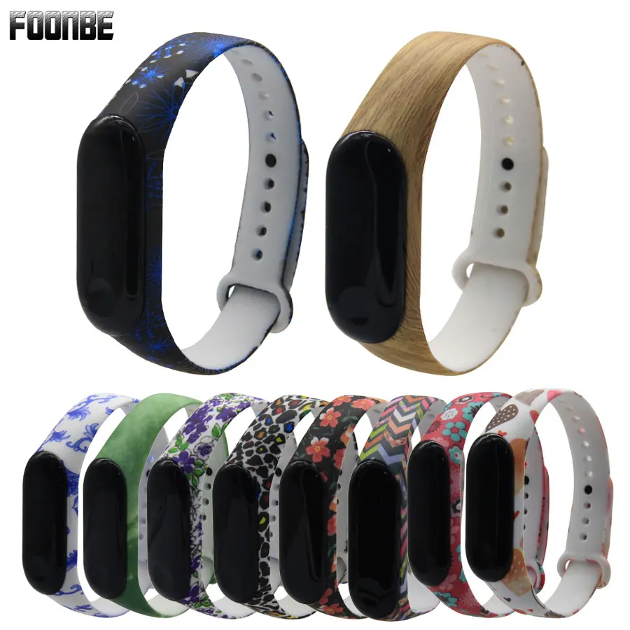

Foonbe for Miband 3 4 Strap for Mi band 3/4 Accessories Replacement silicone flower wrist strap for xiaomi 3 4 smart bracelets
