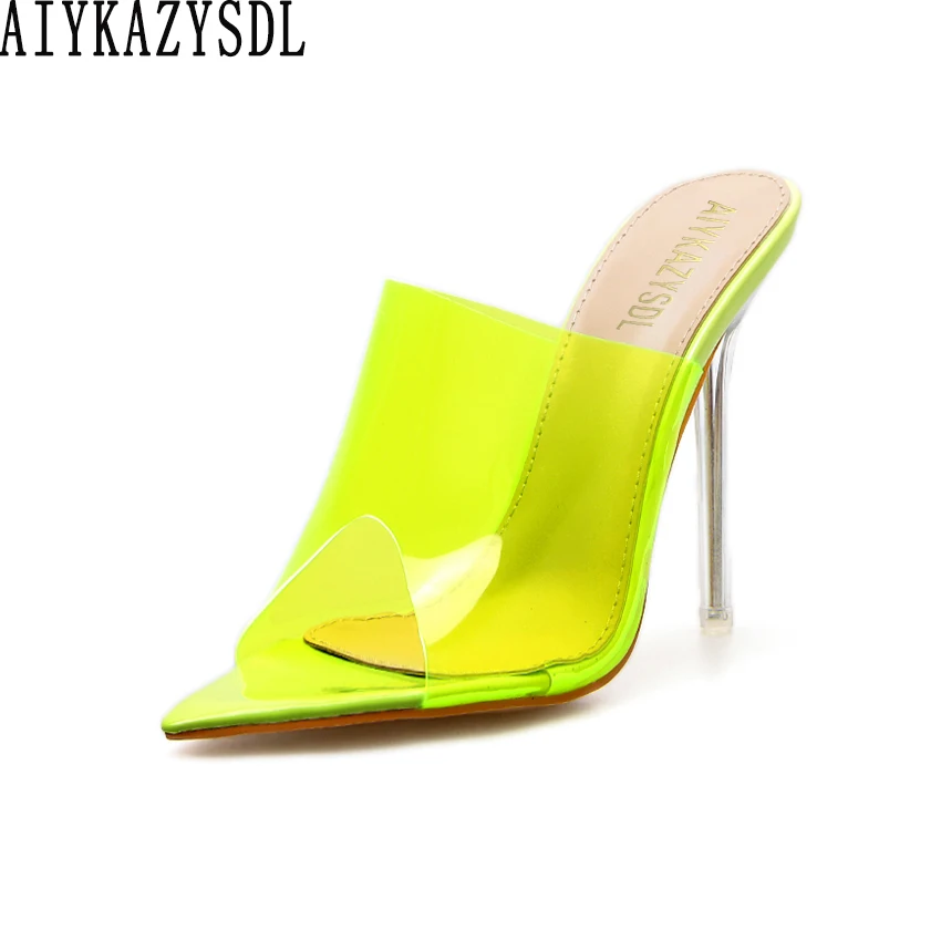 neon clear sandals
