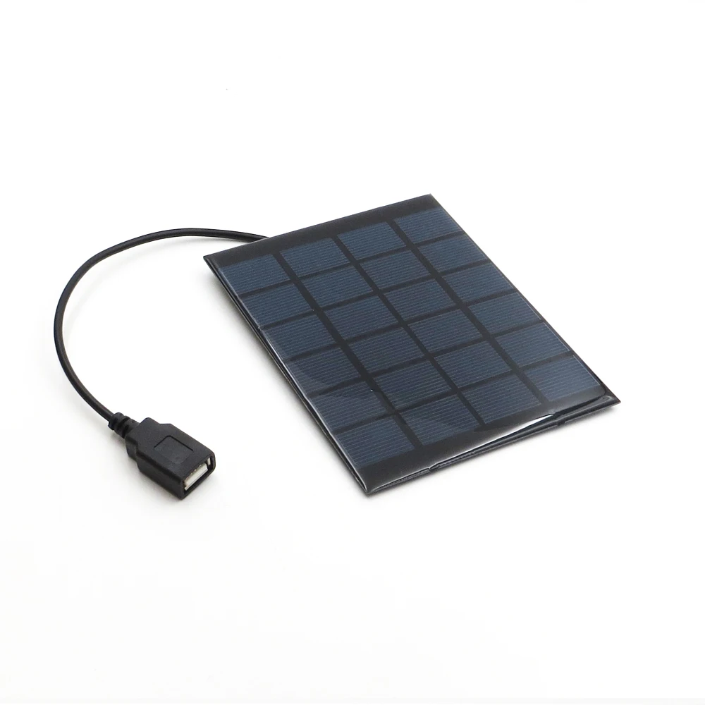 Солнечная панель зарядное устройство 6 в 2 Вт солнечная батарея поликристаллический DIY Солнечная зарядка кабель батареи 30 см 5 в USB выход солнечная панель 6VDC