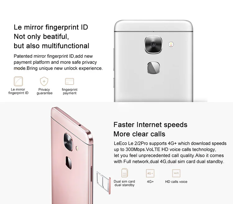 LeEco LETV LE 2 PRO X620 4GB RAM 32GB ROM Helio X20 MTK6797 2.3GHz Deca Core 5.5 Inch In Cell FHD Screen Android 6.0 4G LTE Smartphone