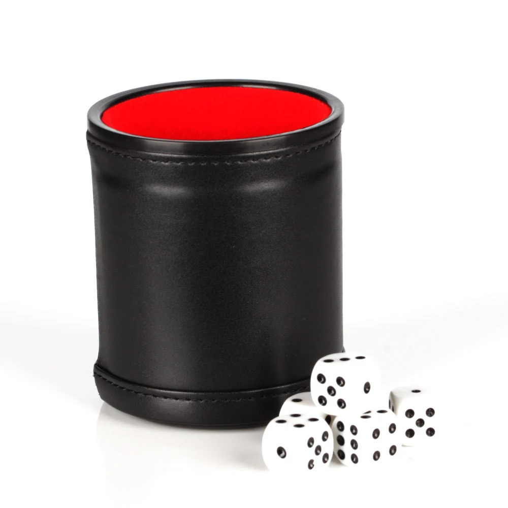

wear well Felt Interior PU Leather Stitching Dice Cup + 5 Dot Dice Adult Playing Games Toy